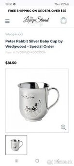 Postriebrená šáločka Wedgewood England Silver Peter Rabbit