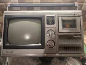 Sharp vintage 3v1 tv, rádio,kazetovy prehrávač