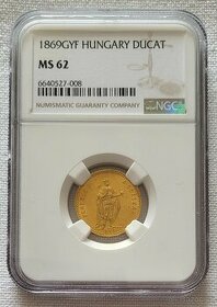 Zlatý uhorský dukát FJI 1869, GYF (MS62)
