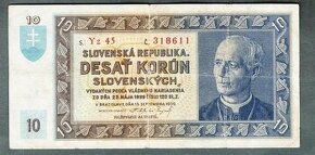Staré bankovky Slovensko 10 sk 1939 NEPERFOROVANA