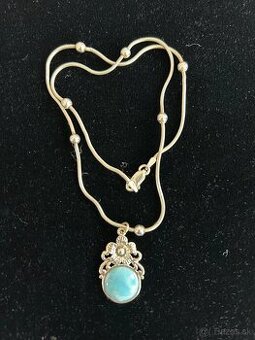 Prirodny Larimar - Strieborny nahrdelnik