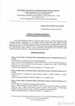 Predaj pozemkov Zvolenská Slatina