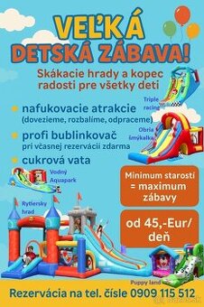 Skakaci hrad, skakacie hrady na zapozicanie, cukrova vata