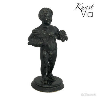 Bronzová soška – cherub s hroznom