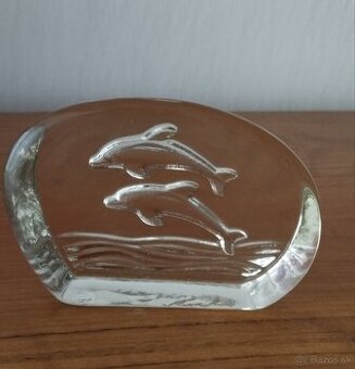 Dekoratívne sklenené ťažítko - Delfíni