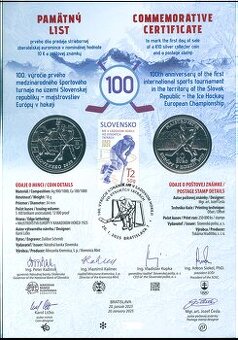 Pamätný list: 100. výročie konania ME v ľadovom hokeji vo Vy
