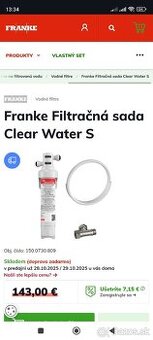 Franke filter Clear water S filtracna sada