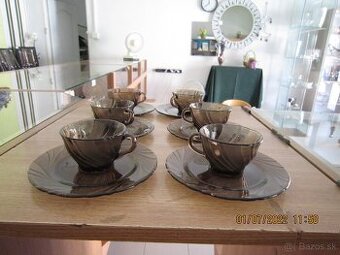 Kávová súprava dymové sklo