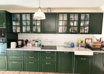 Ikea Bodbyn tmavě zelená, se spotřebiči,6140