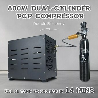 Vzduchový kompresor 800W,dvojvalcový,TUXING 230V,300Bar,PCP