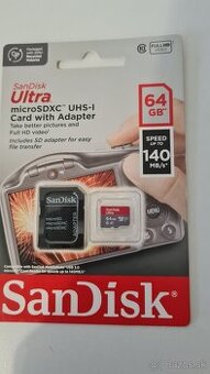 SanDisk Ultra 64GB microSDXC karta, UHS-I A1 + SD - nová