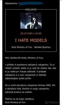 Ministry I Hate Models lístky 20.12.