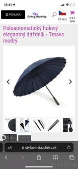 Poloautomatický holový elegantný dáždnik Tmavo modrý Sasino