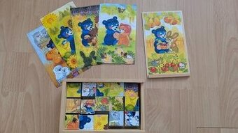 Puzzle drevené kocky 15ks