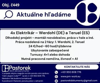 4x ELEKTRIKÁR – PRIEMYSELNÁ ELEKTROINŠTALÁCIA - NEMECKO