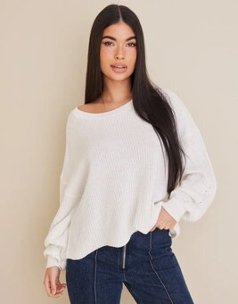 Sveter ONLY oversized strih - biely ===NOVÉ===