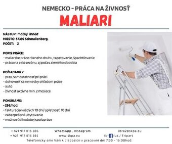 Maliari SZČO do Nemecka, Nástup možný ihneď.