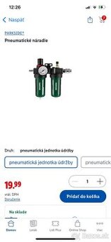 Novy filter s regulatorom tlaku ku kompresoru Parkside
