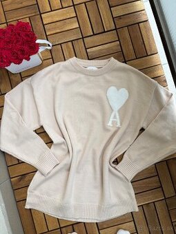 Ami pletený kremovy pulover sveter - 1