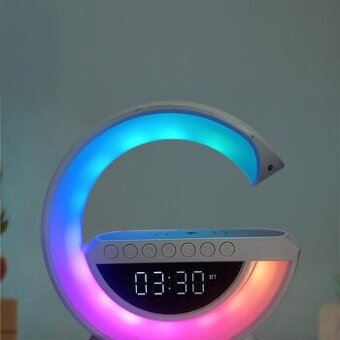 LAMPA,LED RGB INDUKČNÁ NABÍJAČKA BUDÍK HODINY REPRODUKTOR