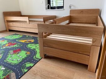 Dubová posteľ 90x200cm s úložným priestorom