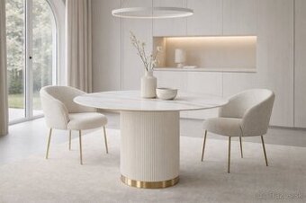 Luxusný glamour stôl – okrúhly ryhlovaný 120