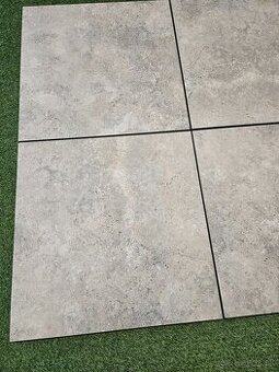Dlažba hrubka 2 cm, aj na terče 60x60, vzhlad travertín sivý