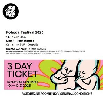 Pohoda 2025 - 2x dospeli 2x dieta 1x karavan parking