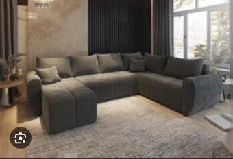 Gauč v tvare U sivá farba