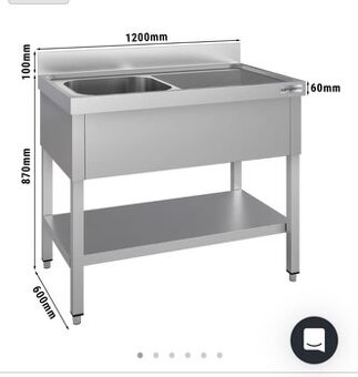 Nerezový gastrostôl s drezom 120x60x87
