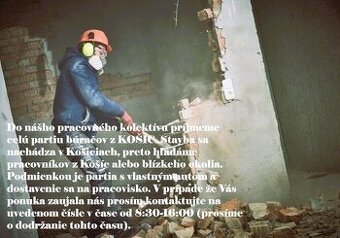 PONUKA PRÁCE - Búrači (len partia) KOŠICE
