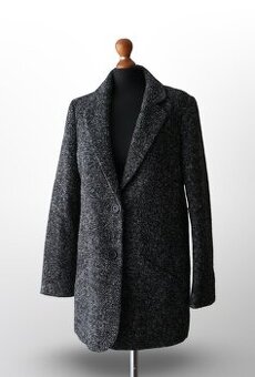 Elegantný melírovaný vlnený kabát zn.Clockhouse...veľ-S/36/8