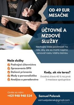 Účtovníctvo za prijateľnú cenu + Založenie s. r. o.