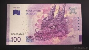 100 EUR, fantasy suvenír, 2025, B88888140, stav UNC