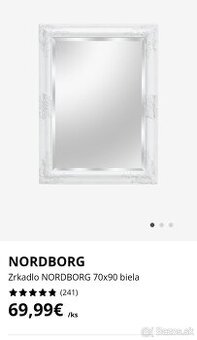 Zrkadlo NORDBORG rozmmer 70x90 biela Nerozbalena