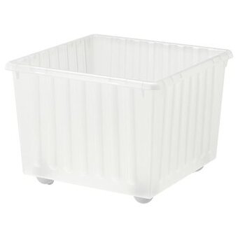 4ks IKEA VESSLA Box na kolieskach s vrchákom biela, 39x39 cm