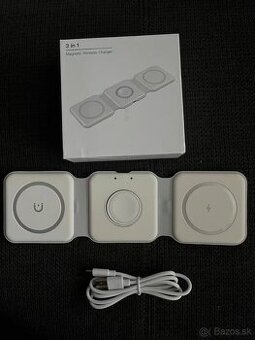 Skladacia 3v1 bezdrôtová nabíjačka – biela, iPhone/Apple Wat