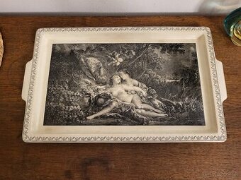 Starožitný keramický servírovací podnos s motívom Jupiter a