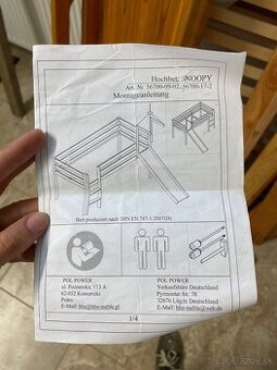 Detská poschodová posteľ so šmýkalkou