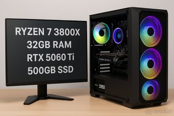 🔥 Herný tichý výkonný PC-RTX 5060 Ti/32GB DDR4 RGB/R7-3800X