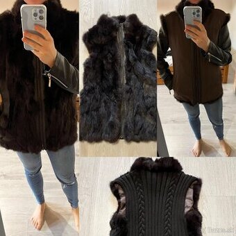 prava kozusinova damska stylova luxusna vesta-bunda