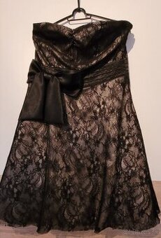 KRAJKOVANÉ ŠATY XL 42 ČIERNO-BÉŽOVÉ - 1