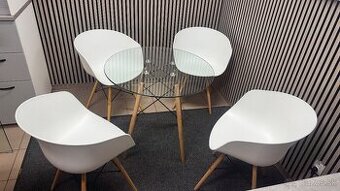 Sklenený stolík + 4x stolička