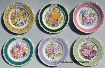 Krásne rozkvitnuté porcelánové taniere z Anglicka