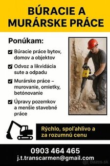 Ponúkam murárske práce-stavebné práce