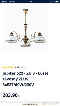 Závesný luster Jupiter Zeus 3xE27