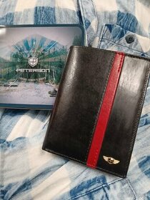 Čierno-červená PETERSON kožená peňaženka - 1