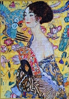 Klimt- obraz Dáma s vejárom