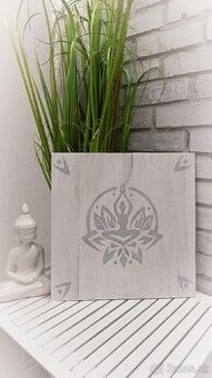 Handmade drevený obraz maľovaný JOGA dekorácia darček