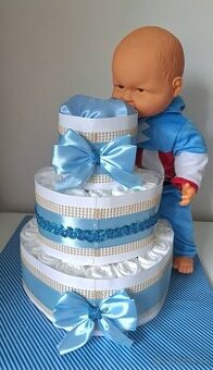 Plienkova torta pre chlapca s bábikou